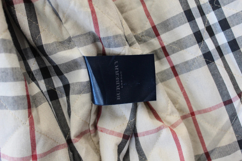 Vintage Burberry London Quilted Nova Check Lined Car Coat Jacket Navy Medium