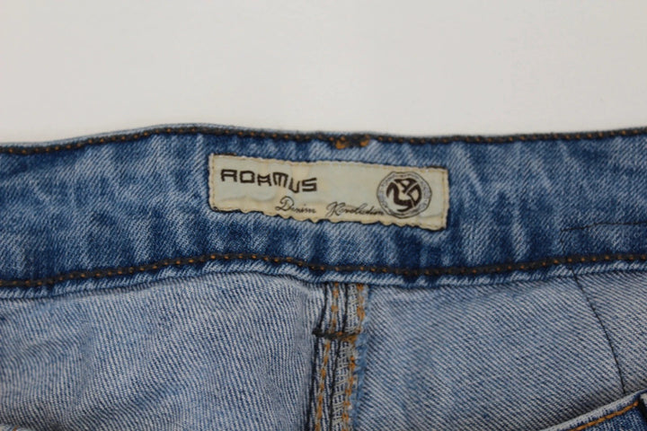 Adamus Italy Distressed Patchwork Denim Jeans Men’s Blue Paint Splatter Wide