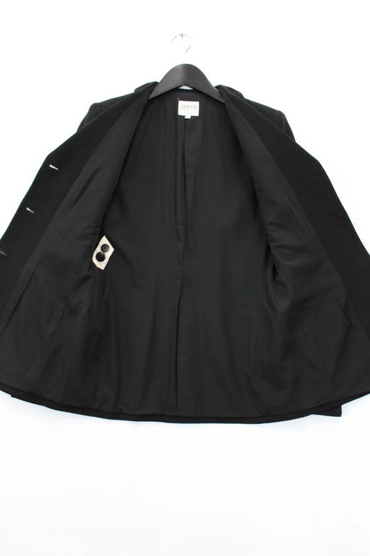 Armani Collezioni Black Single-Breasted Virgin Wool Tailored Suit Jacket Blazer