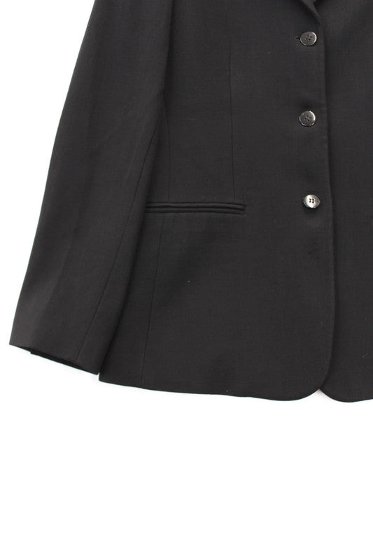 Armani Collezioni Black Single-Breasted Virgin Wool Tailored Suit Jacket Blazer