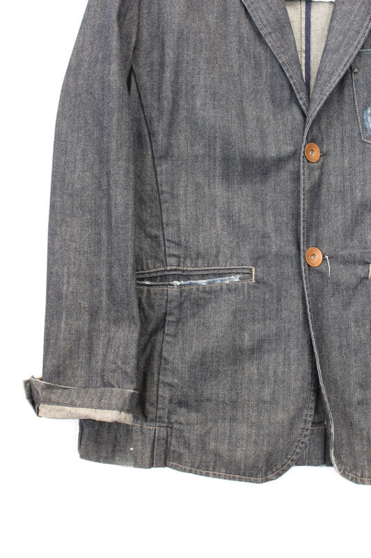 ack &amp; Jones Vintage Denim Indigo Blue Raw Denim Blazer Jacket Men’s Workwear