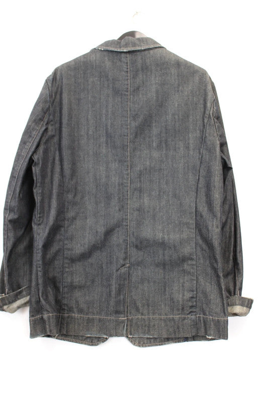 ack &amp; Jones Vintage Denim Indigo Blue Raw Denim Blazer Jacket Men’s Workwear