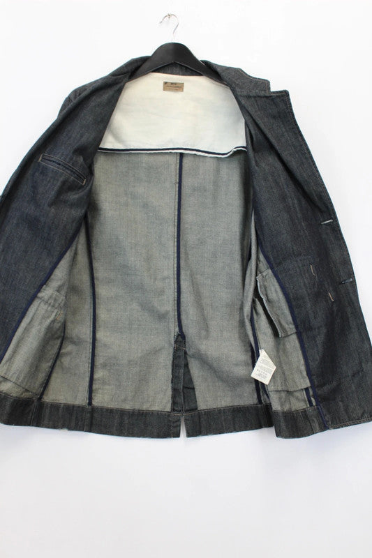 ack &amp; Jones Vintage Denim Indigo Blue Raw Denim Blazer Jacket Men’s Workwear