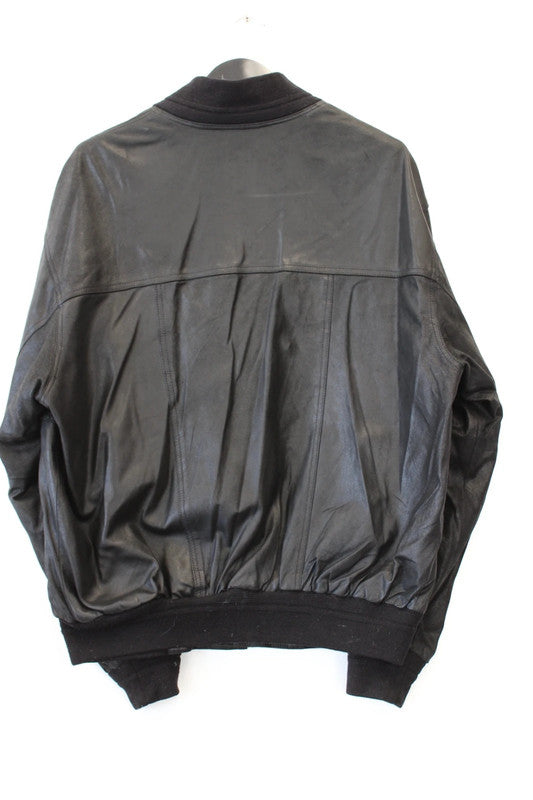 Olly Formals Vintage 90s Black Soft Leather Bomber Aviator Jacket Men’s Large