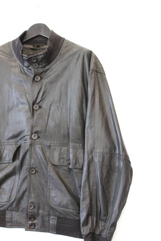 Olly Formals Vintage 90s Black Soft Leather Bomber Aviator Jacket Men’s Large
