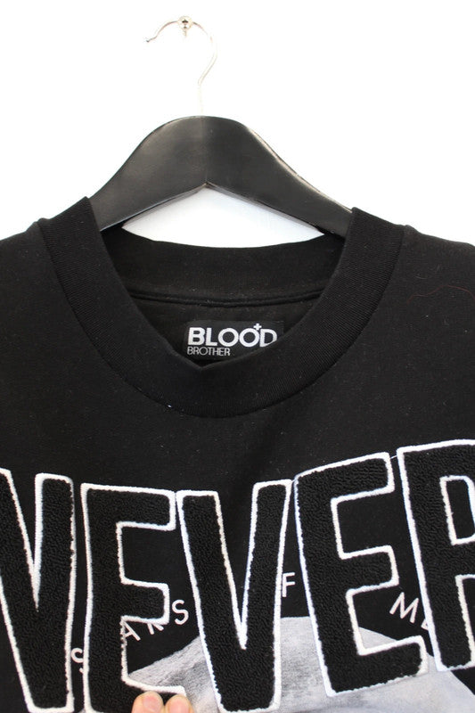 Blood Brother "Never Alone" Moon Graphic Black Sweatshirt Men’s Large