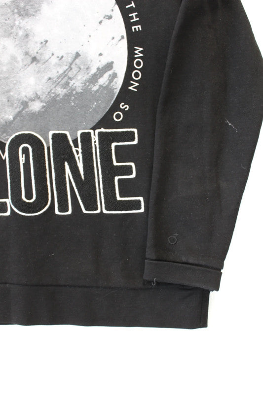 Blood Brother "Never Alone" Moon Graphic Black Sweatshirt Men’s Large