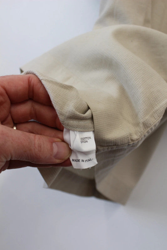 Nicole Farhi Sand Beige Fluid Boxy Short Sleeve Revere Collar Shirt XL