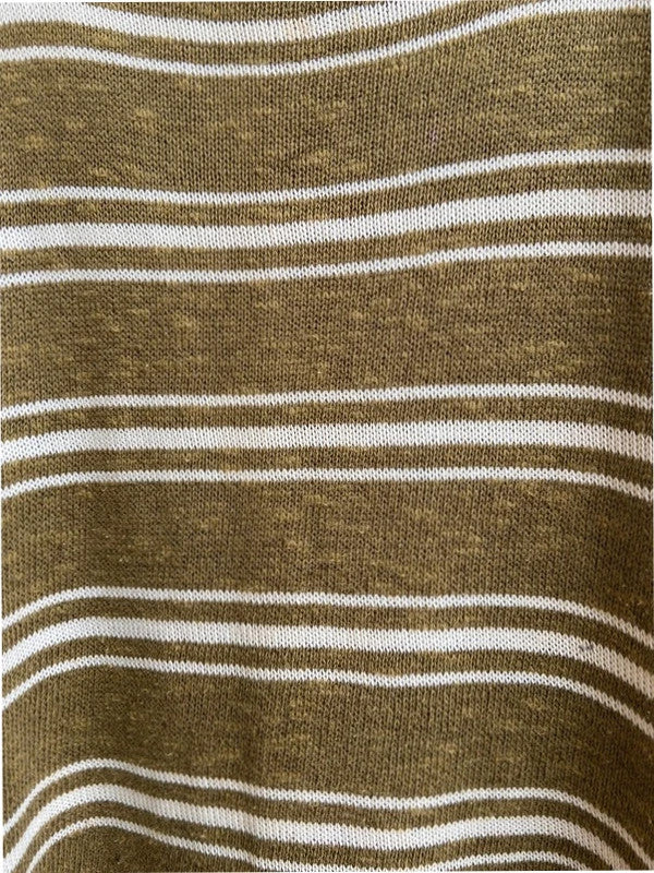 Khaki and white stripe knit vest top, medium