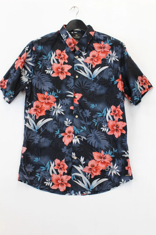 Scotch &amp; Soda Tropical Hibiscus Short Sleeve Button Down Hawaiian Shirt