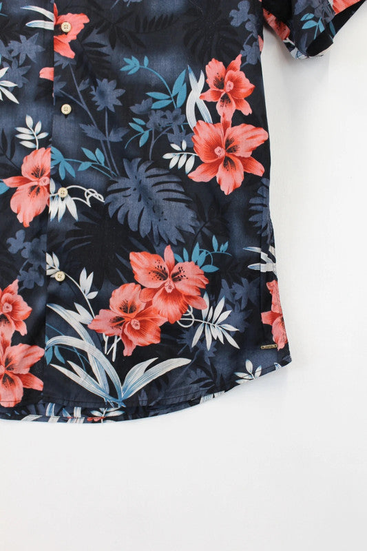 Scotch &amp; Soda Tropical Hibiscus Short Sleeve Button Down Hawaiian Shirt