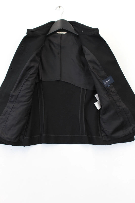 Burberry Black Cotton Cashmere Mix Tailored Cropped Jacket Women’s 38