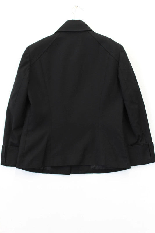 Burberry Black Cotton Cashmere Mix Tailored Cropped Jacket Women’s 38