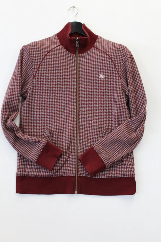 Burberry Black Label Reversible Houndstooth Varsity Jacket Burgundy Medium