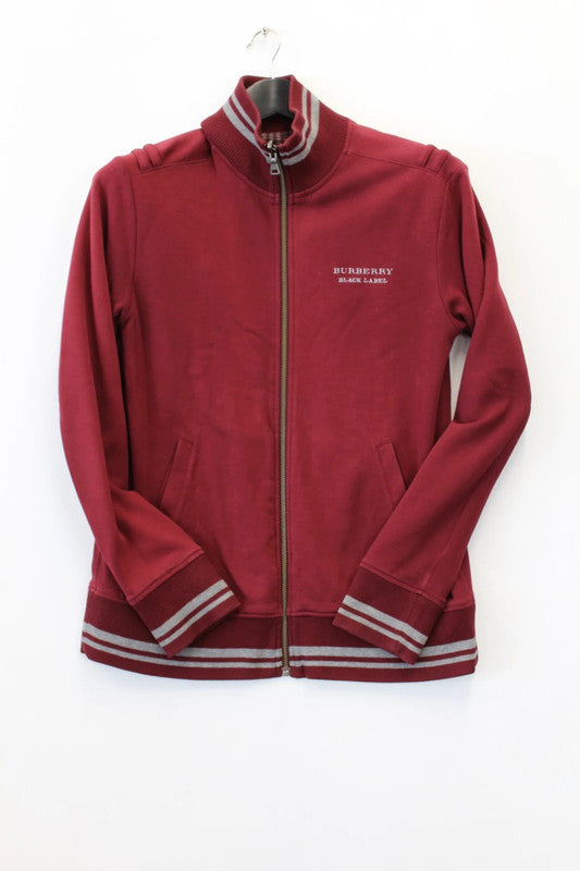 Burberry Black Label Reversible Houndstooth Varsity Jacket Burgundy Medium