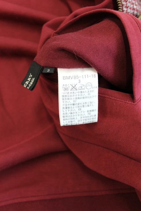 Burberry Black Label Reversible Houndstooth Varsity Jacket Burgundy Medium