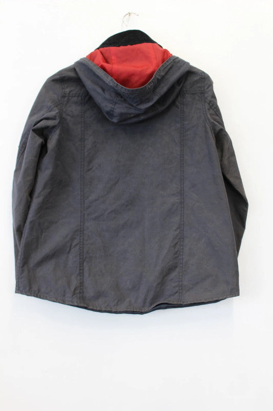 Vintage Barbour Shore Wax Navy Blue Hooded Utility Jacket Women’s UK10
