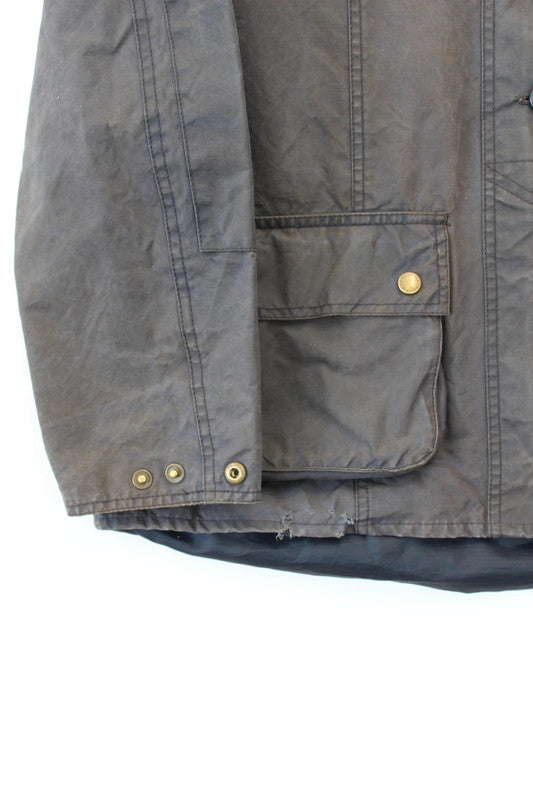 Vintage Barbour Shore Wax Navy Blue Hooded Utility Jacket Women’s UK10