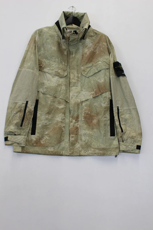Stone Island Dissolving Grid Camo Econyl® Hooded Jacket Natural Beige XXL
