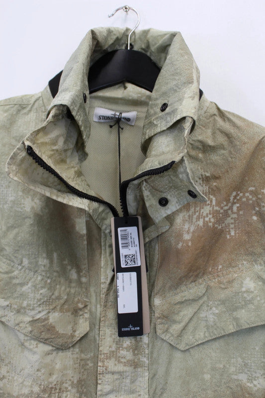 Stone Island Dissolving Grid Camo Econyl® Hooded Jacket Natural Beige XXL