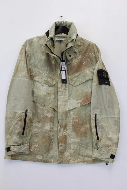 Stone Island Dissolving Grid Camo Econyl® Hooded Jacket Natural Beige XXL