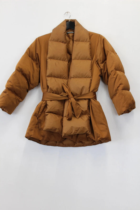 Holden Shawl Wrap Puffer Jacket Brown XS
