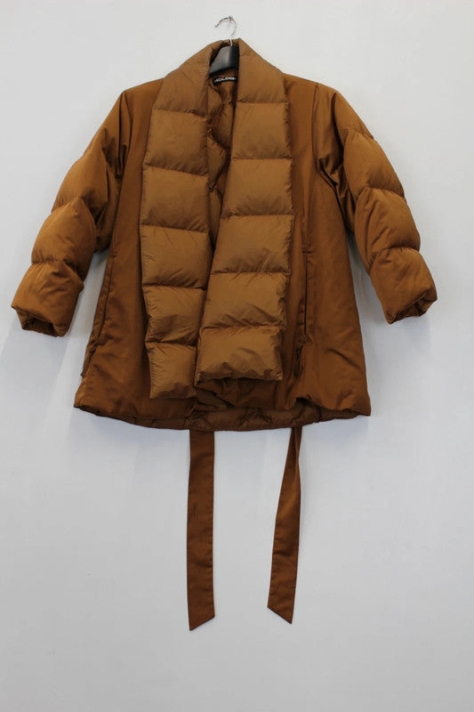 Holden Shawl Wrap Puffer Jacket Brown XS