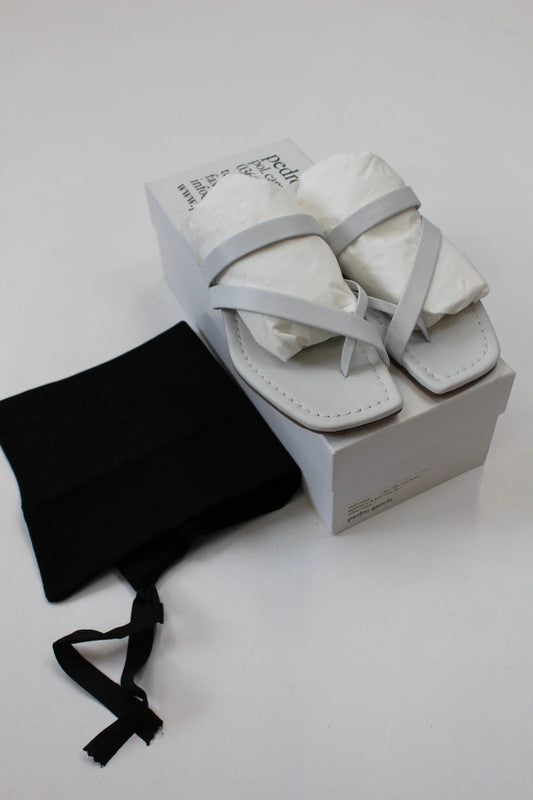 Pedro García White Leather Padded Cross Strap Slide Sandals 3.5UK
