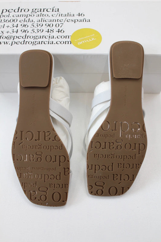Pedro García White Leather Padded Cross Strap Slide Sandals 3.5UK