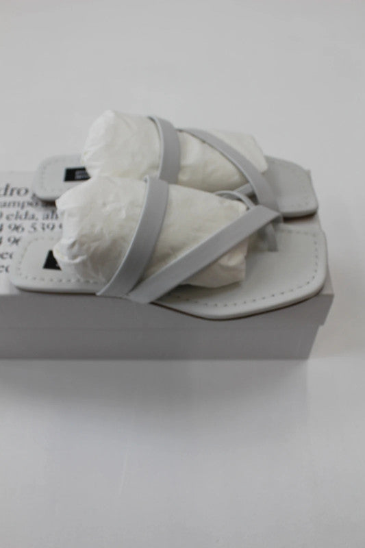 Pedro García White Leather Padded Cross Strap Slide Sandals 3.5UK
