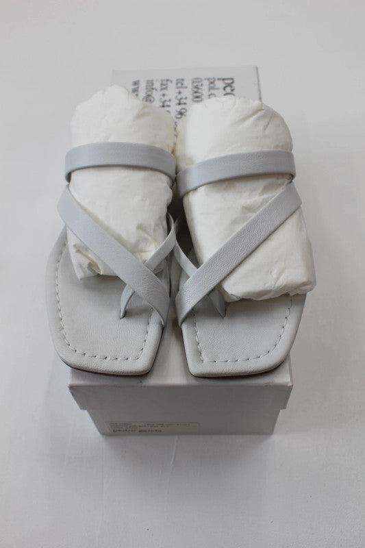 Pedro García White Leather Padded Cross Strap Slide Sandals 3.5UK