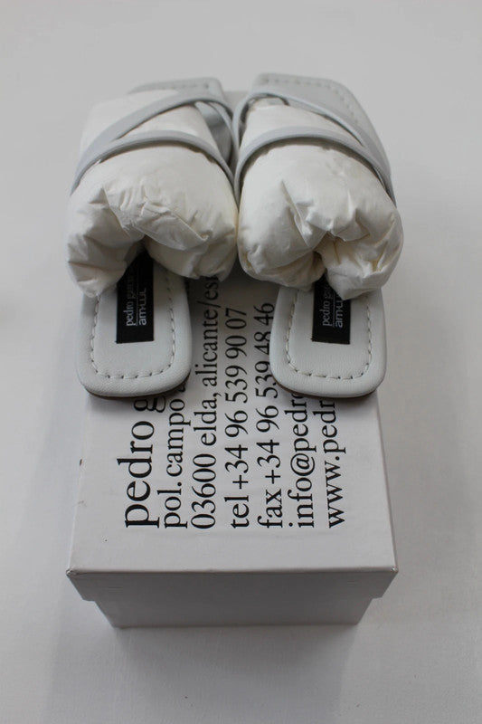 Pedro García White Leather Padded Cross Strap Slide Sandals 3.5UK