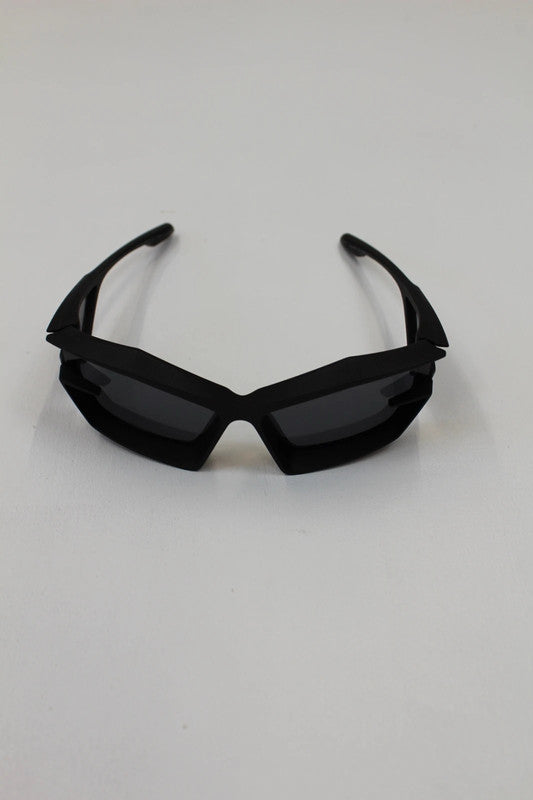 Givenchy Giv Cut GV400491 Black Matte 3D Printed Geometric Shield Sunglasses
