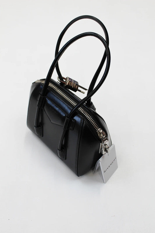 Givenchy Antigona Lock Mini Black Box Leather Handbag Padlock