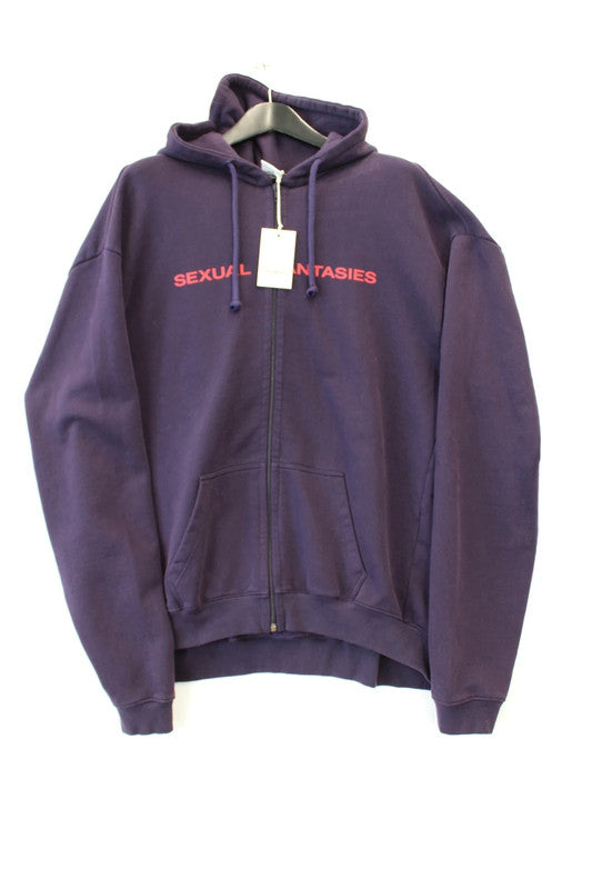 Vetements Purple Sexual Fantasies Zip Up Hoodie Oversized French Terry Large