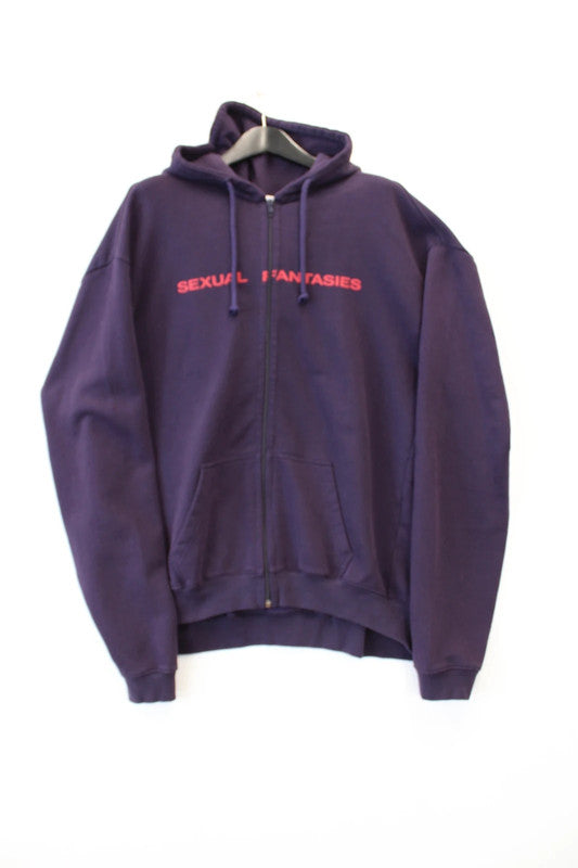 Vetements Purple Sexual Fantasies Zip Up Hoodie Oversized French Terry Large