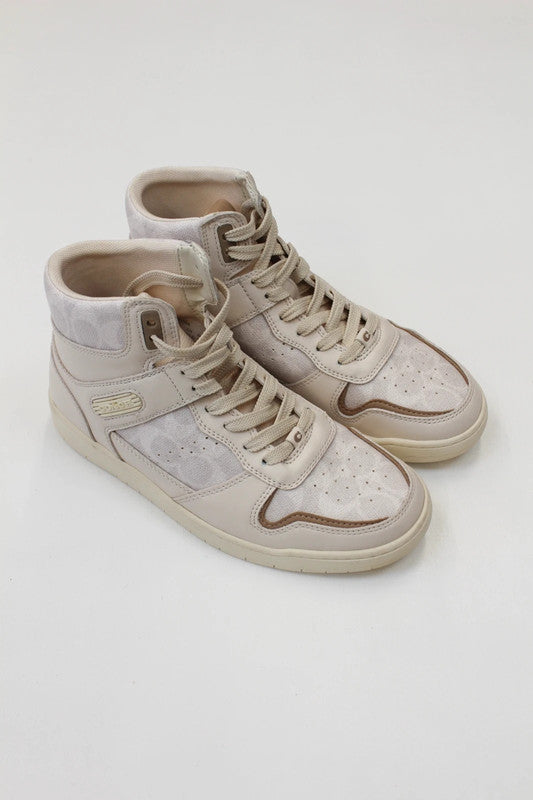 Coach Chalk Signature Canvas High-Top Court Trainers UK5.5