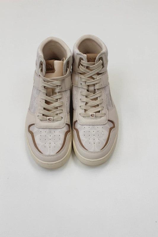 Coach Chalk Signature Canvas High-Top Court Trainers UK5.5