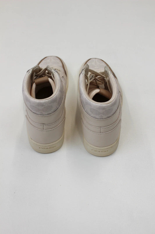 Coach Chalk Signature Canvas High-Top Court Trainers UK5.5