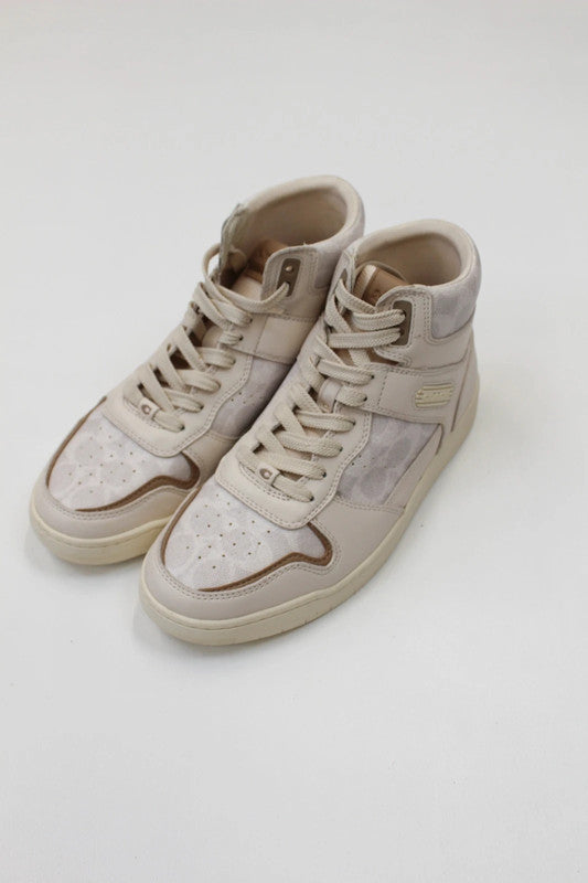 Coach Chalk Signature Canvas High-Top Court Trainers UK5.5