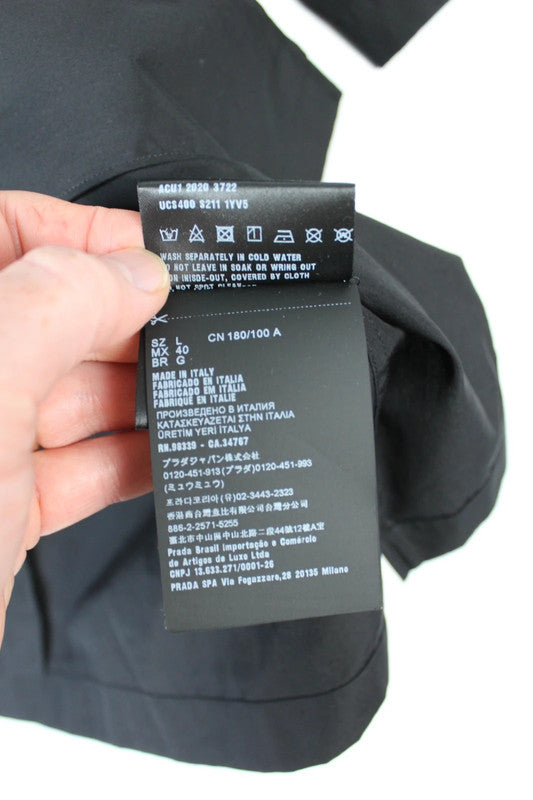 Rare Prada Signaux Black Graphic Print Bowling Shirt Short Sleeve Large