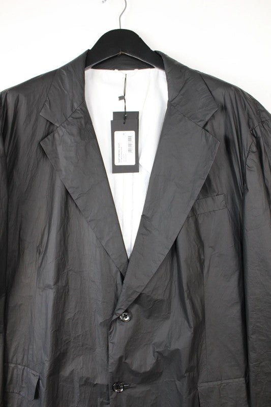 Raf Simons SS21 Black Technical Nylon Oversized Blazer EU44