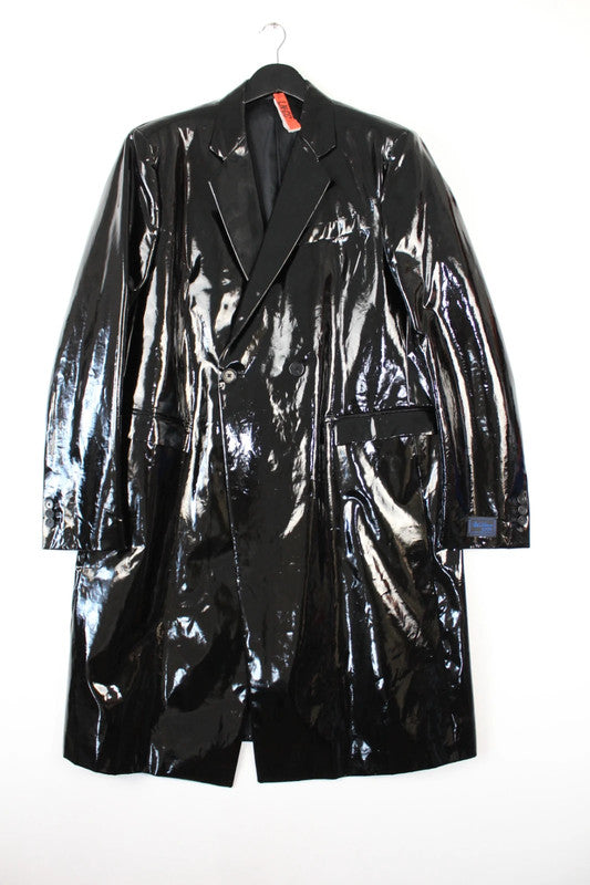 Raf Simons AW22/23 Black Coated Cotton Double Breasted Trench Coat EU50