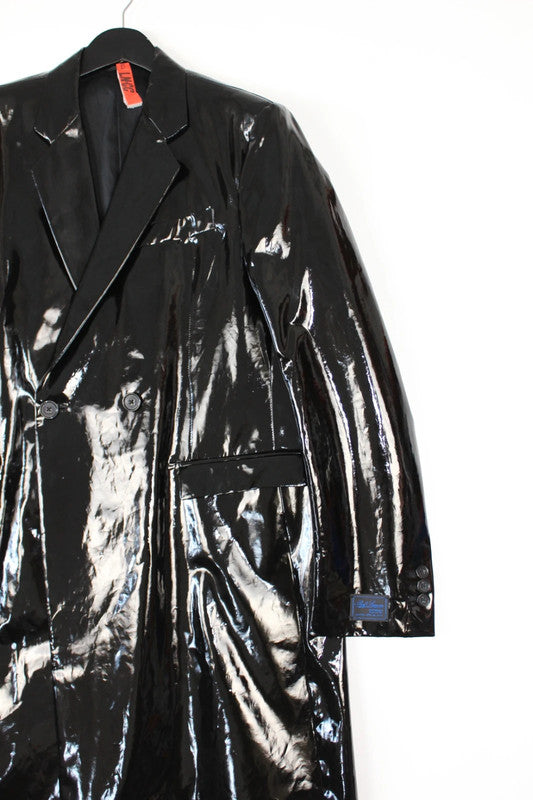 Raf Simons AW22/23 Black Coated Cotton Double Breasted Trench Coat EU50