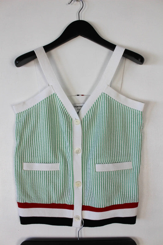 Thom Browne Green/White Seersucker Stripe Set EU40