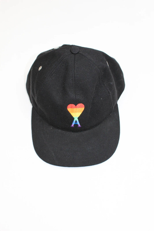 AMI Paris Black Ami de Cœur Pride Rainbow Logo Baseball Cap