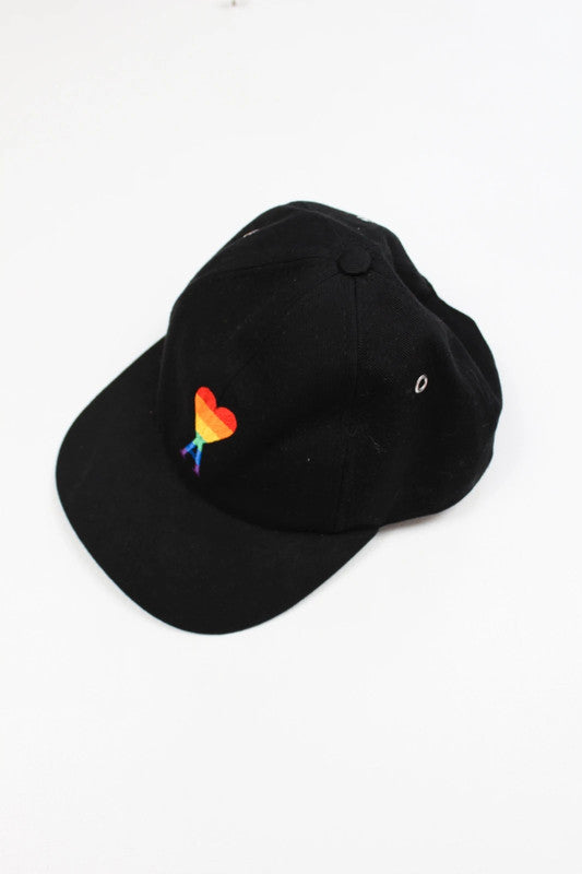 AMI Paris Black Ami de Cœur Pride Rainbow Logo Baseball Cap