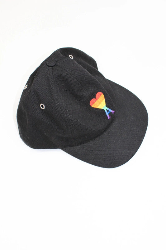 AMI Paris Black Ami de Cœur Pride Rainbow Logo Baseball Cap