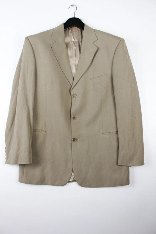 Men’s Jaeger Beige Linen Silk Blend Single Breasted Blazer 52L