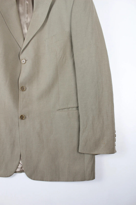 Men’s Jaeger Beige Linen Silk Blend Single Breasted Blazer 52L